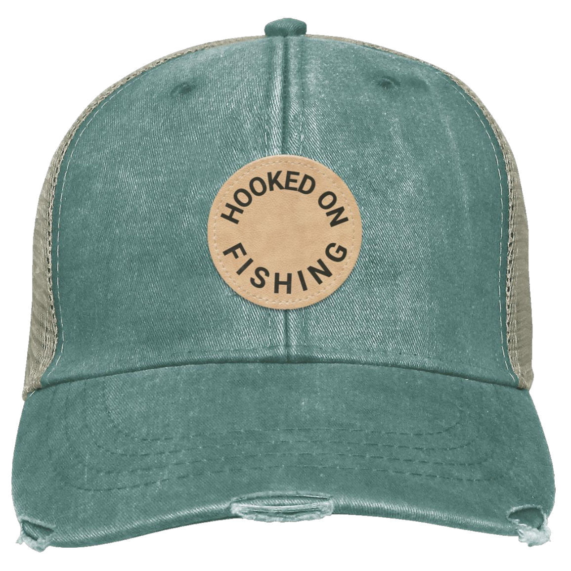Hooked-On Fishing Distressed Ollie Cap forest k