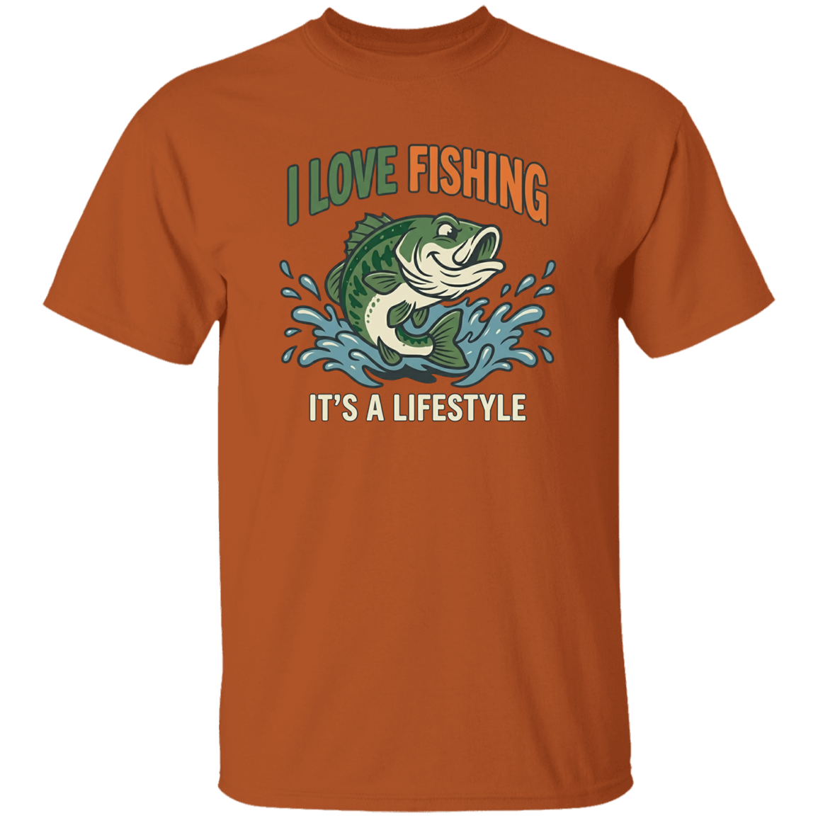 I Love Fishing It's A Lifestyle T-shirt Texas-Orange