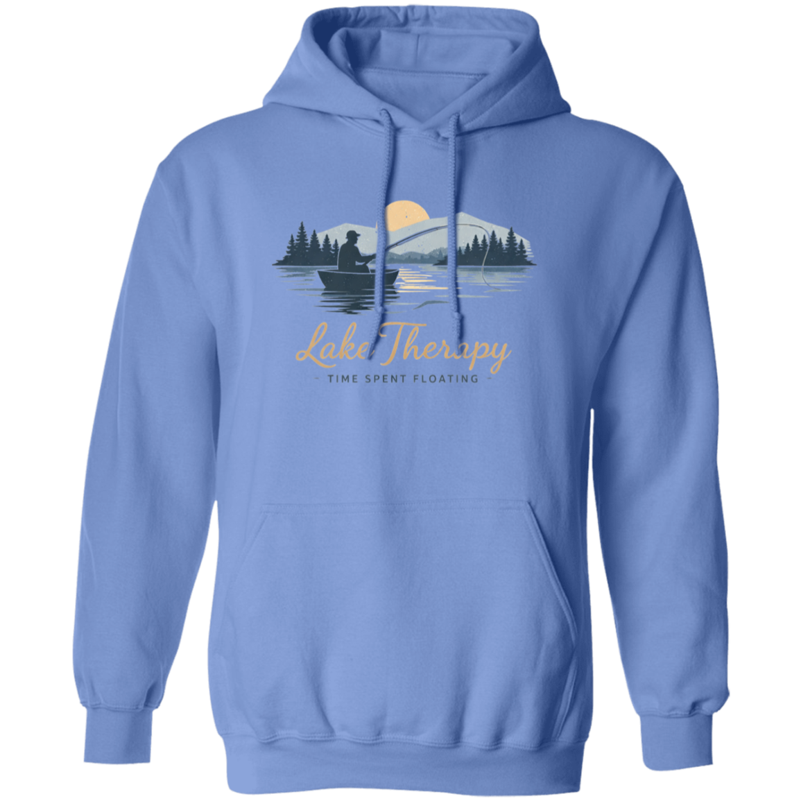 Lake Therapy Time Spent Floating Hoodie Carolina-Blue