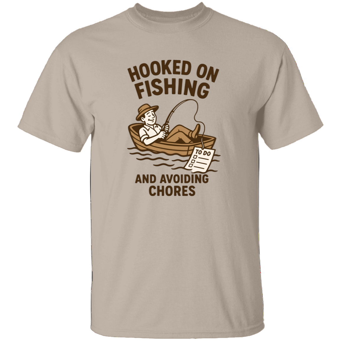 fishing and avoiding chores t shirt sand
