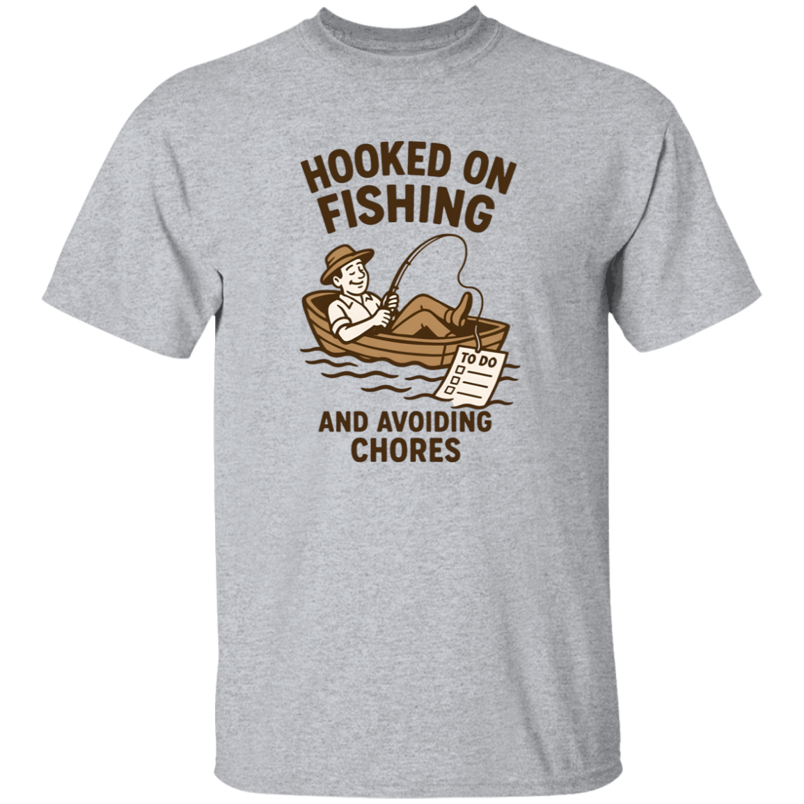 fishing and avoiding chores t shirt sport grey