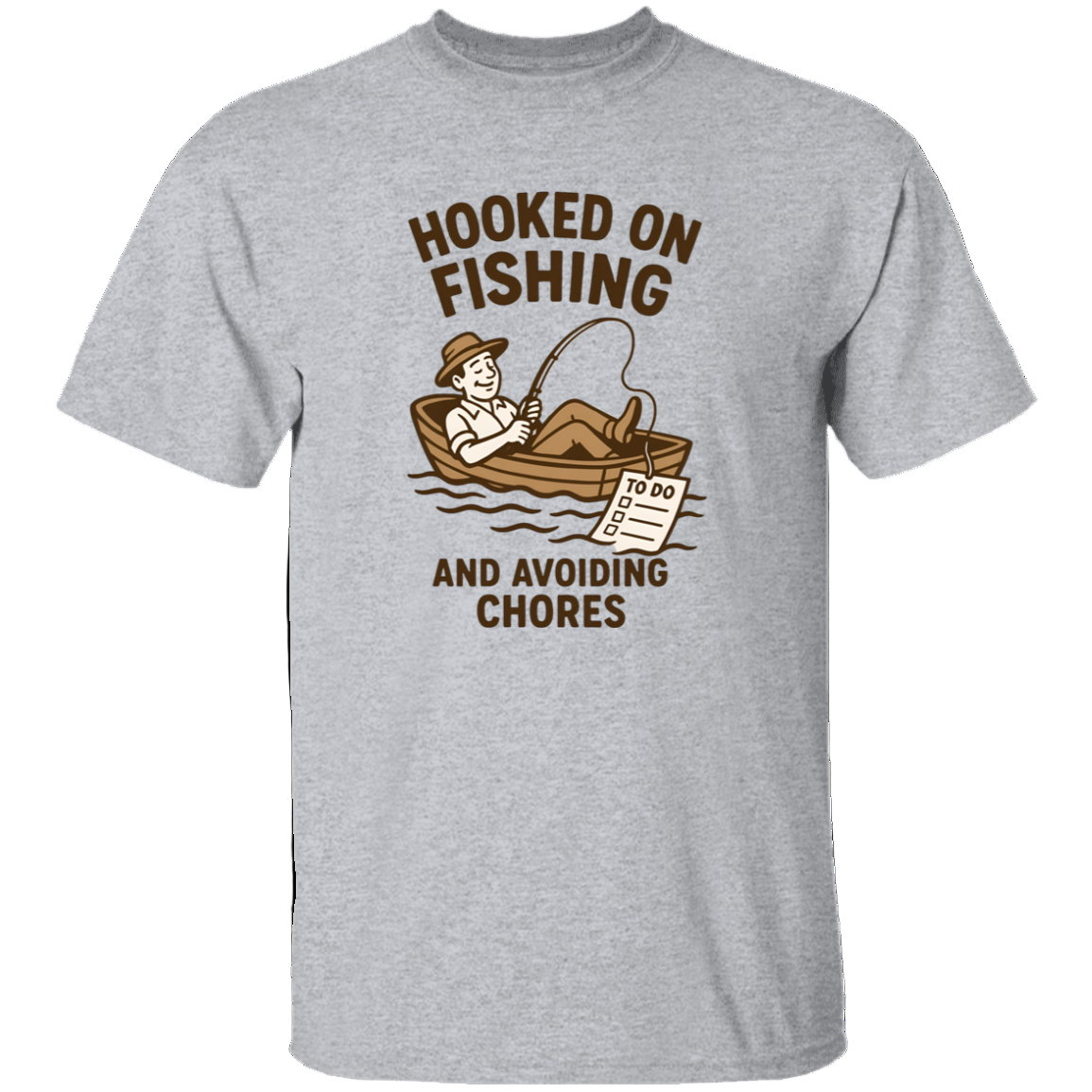 fishing and avoiding chores t shirt sport grey