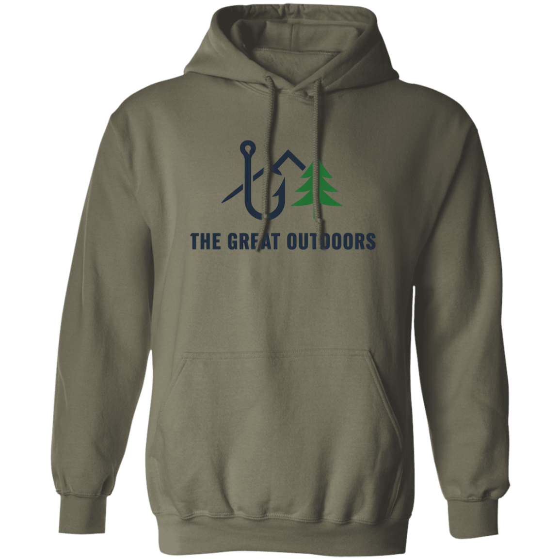 Fishing in the Great Outdoors hoodie in military-green color