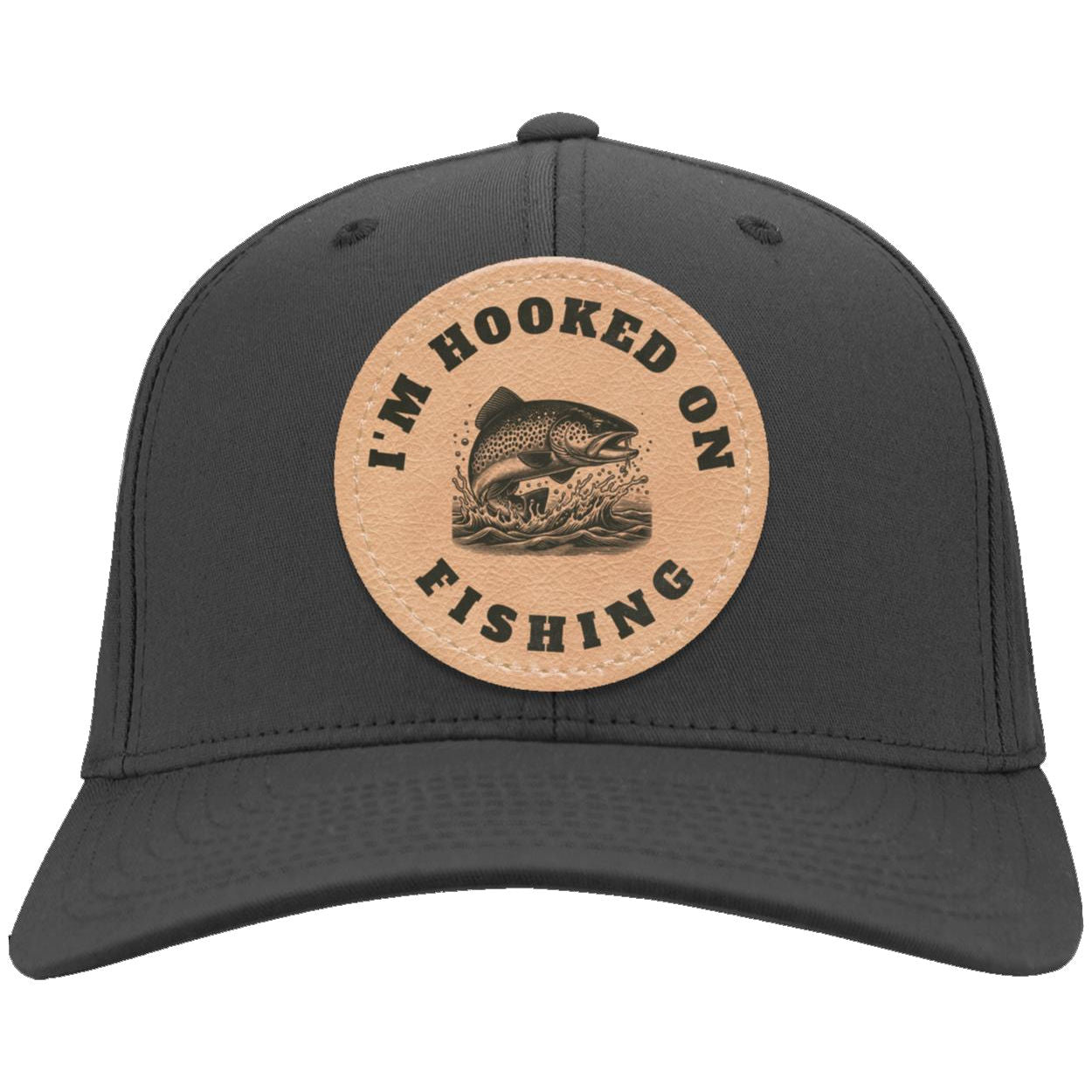 I'm Hooked on Fishing Twill Cap k charcoal