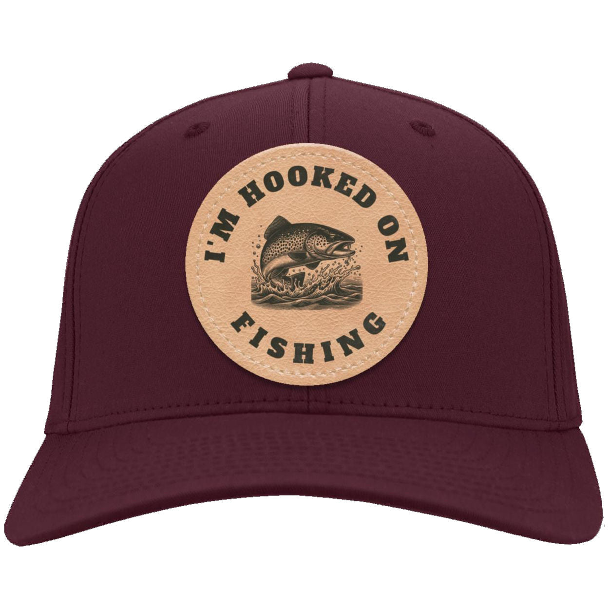 I'm Hooked on Fishing Twill Cap k maroon