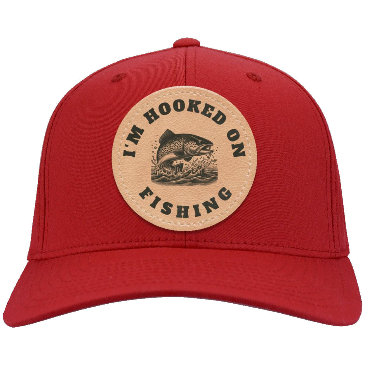I'm Hooked on Fishing Twill Cap k red