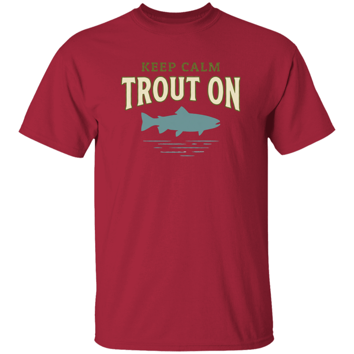 Cardinal color Keep Calm Trout On fishing design t-shirt – trout silhouette for fly fishing lovers