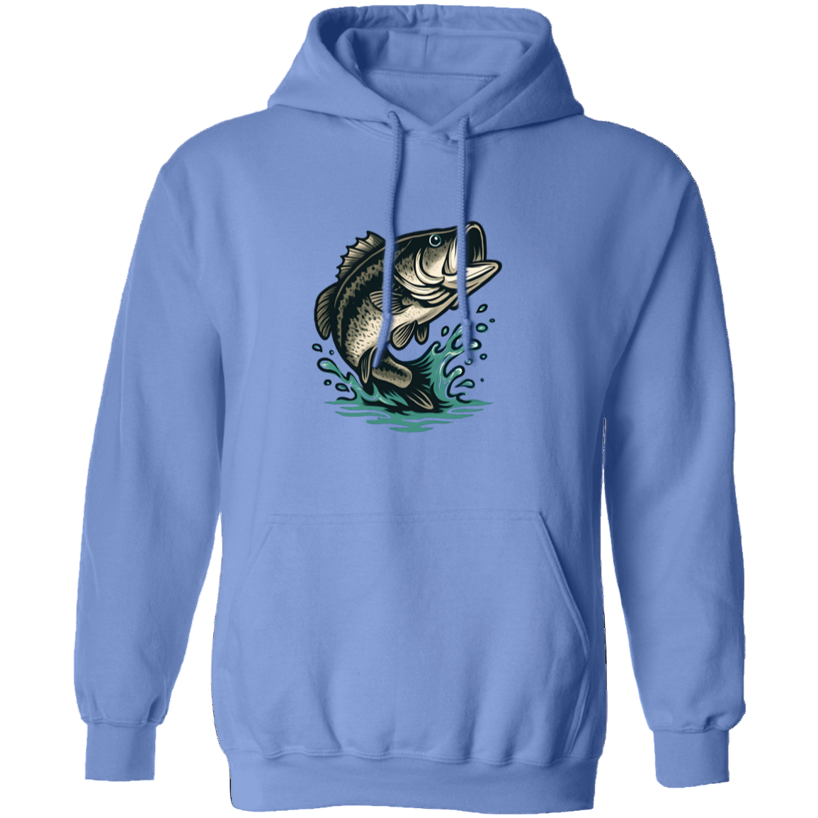 leaping largemouth bass hoodie carolina blue