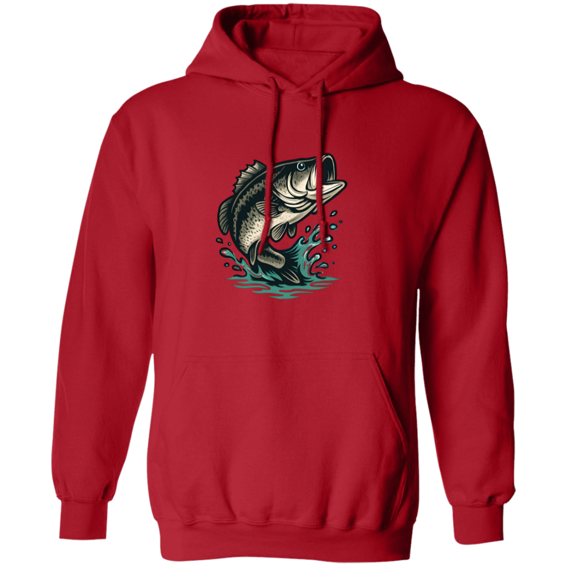 leaping largemouth bass hoodie red