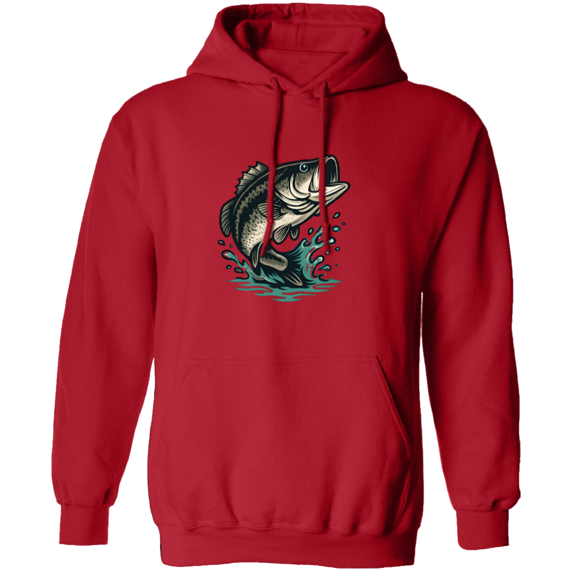 leaping largemouth bass hoodie red