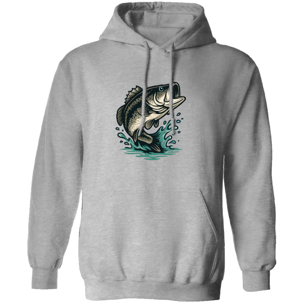 leaping largemouth bass hoodie sport grey