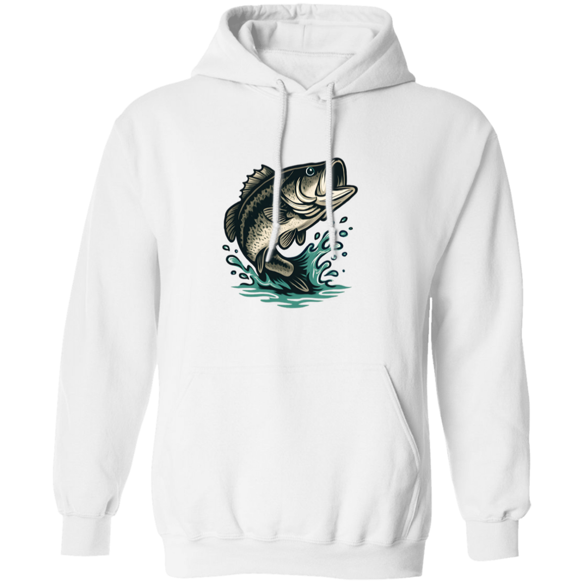 leaping largemouth bass hoodie white
