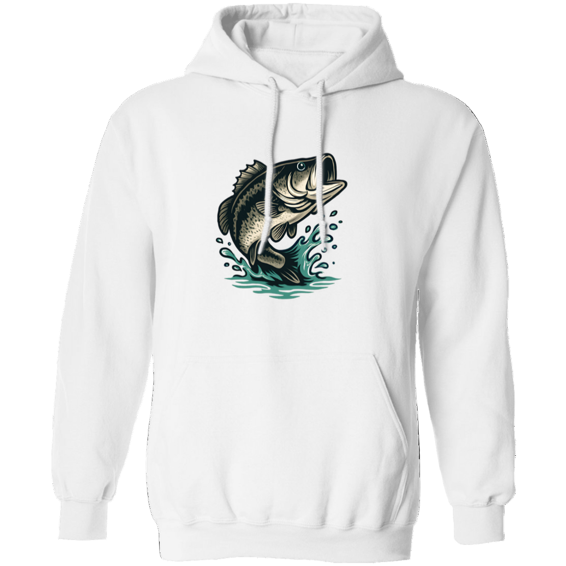 leaping largemouth bass hoodie white