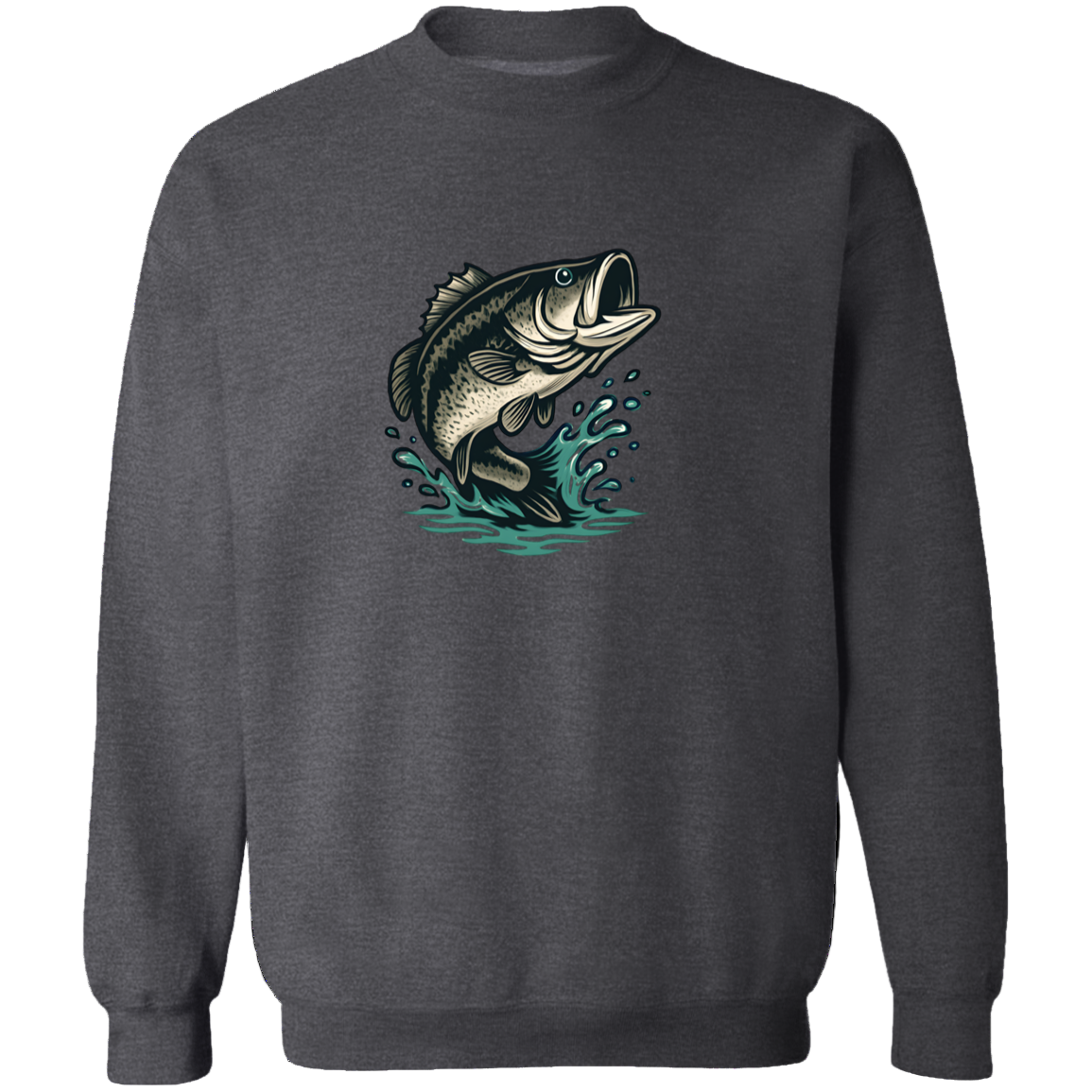 leaping largemouth bass sweatshirt dark heather