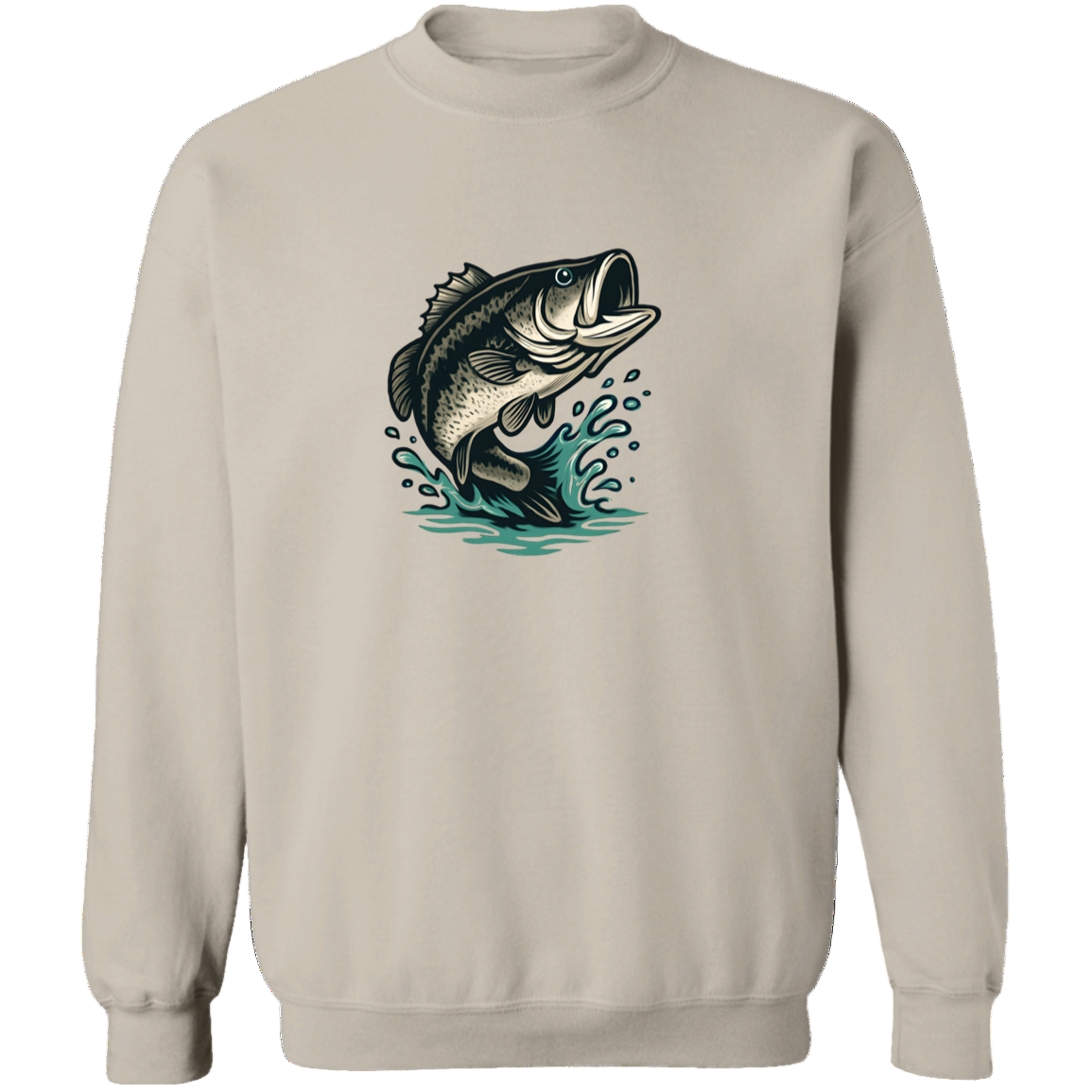 leaping largemouth bass sweatshirt sand