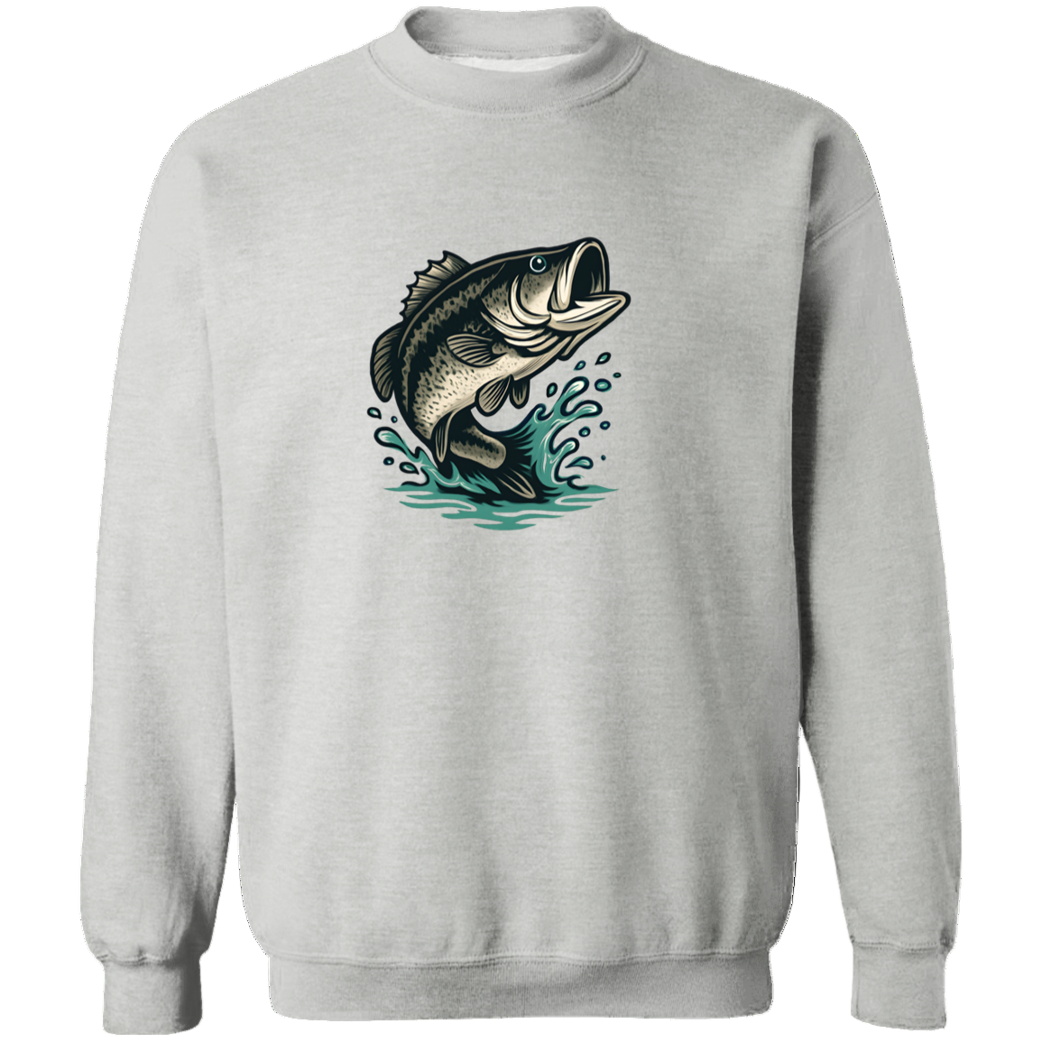 leaping largemouth bass sweatshirt sport grey