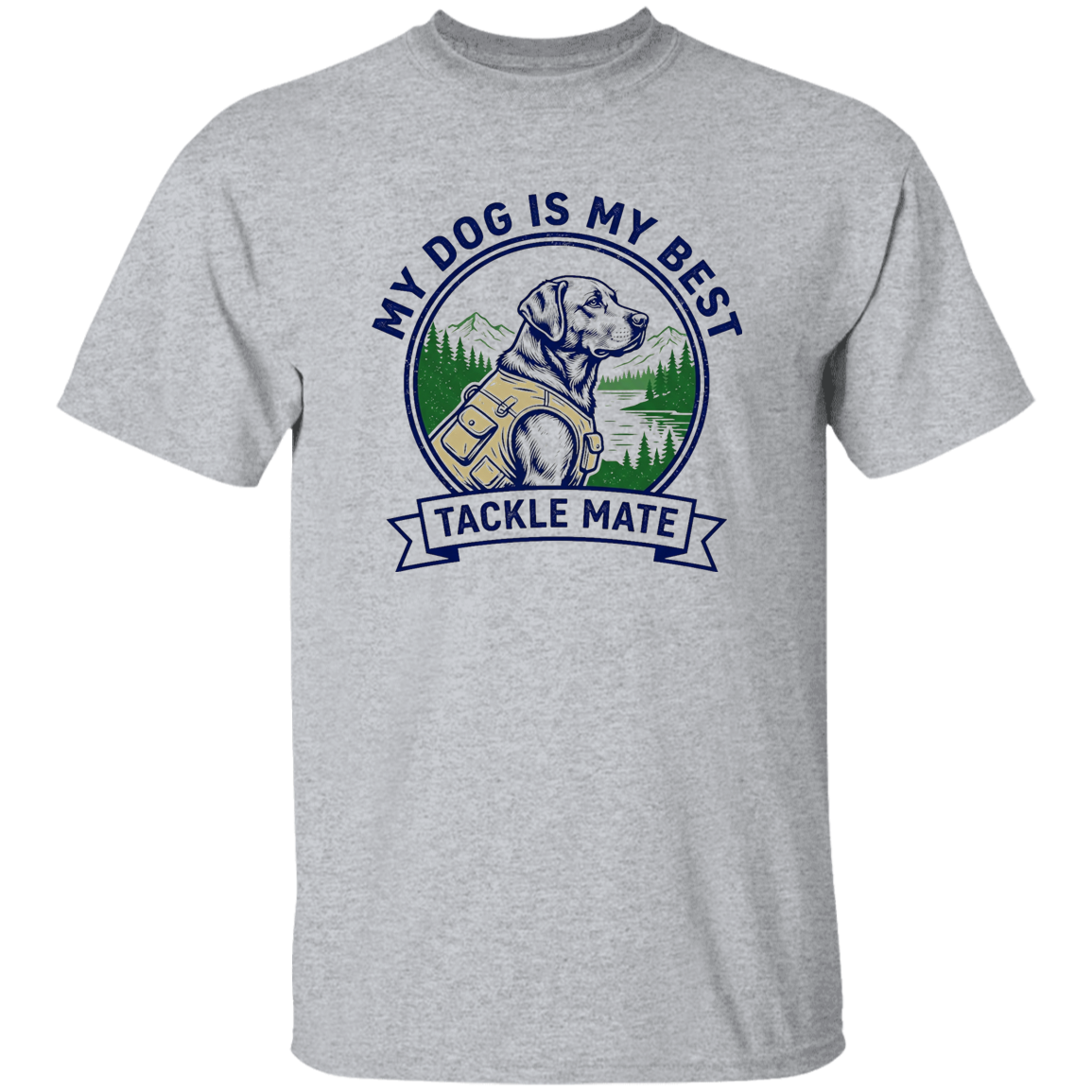Sport Grey color t-shirt with a saying, My Dog is My Best Tackle Mate, for men and women