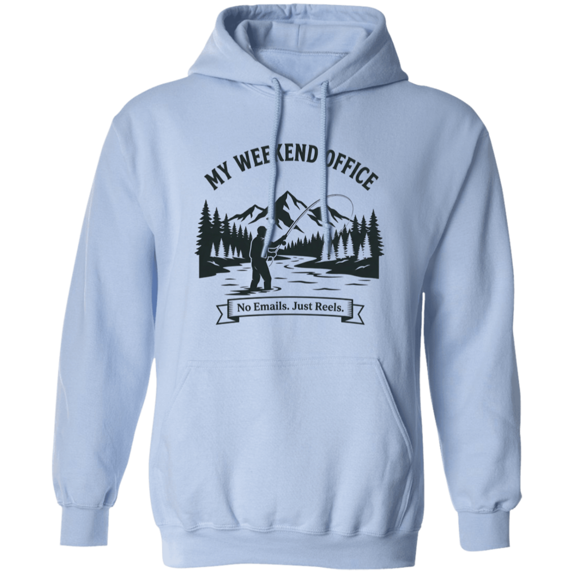 Fisherman in his weekend office Hoodie in light-blue color