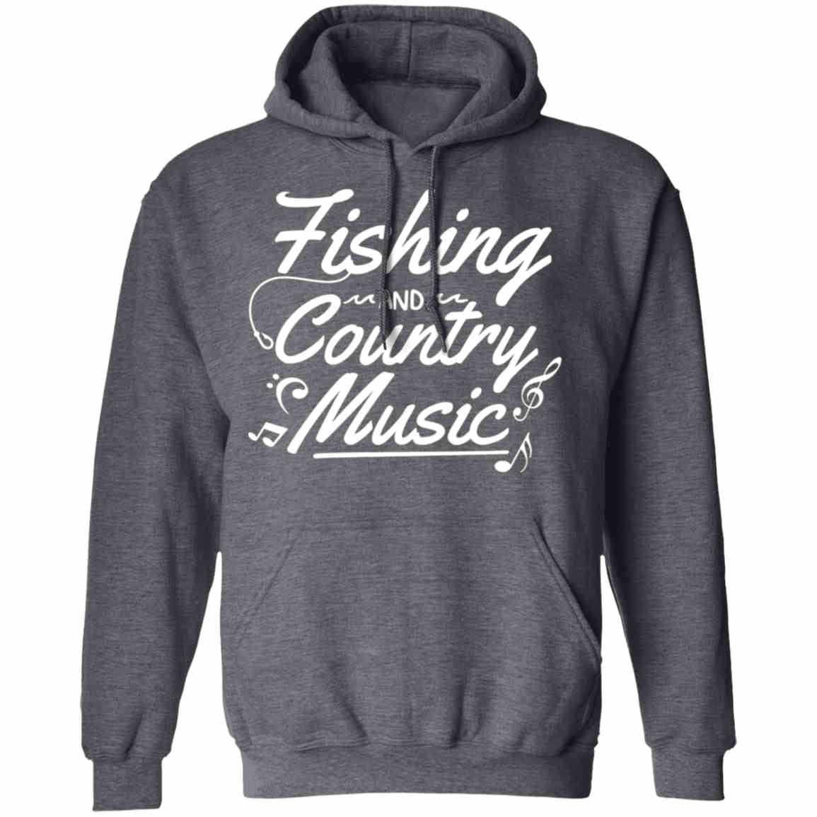 Fishing and country music t-shirt w dark-heather