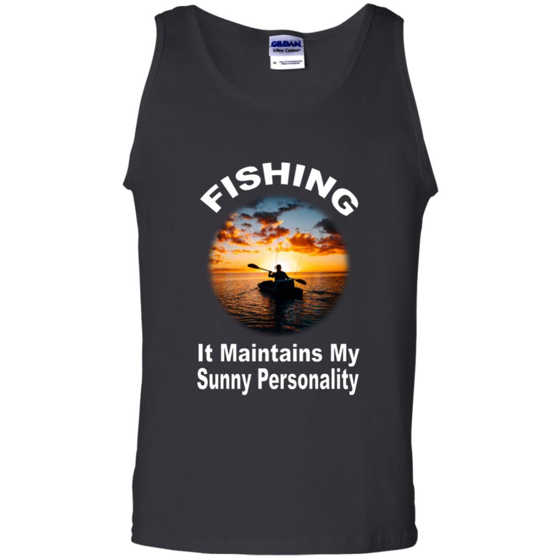 Fishing maintains my sunny personality tank top w black