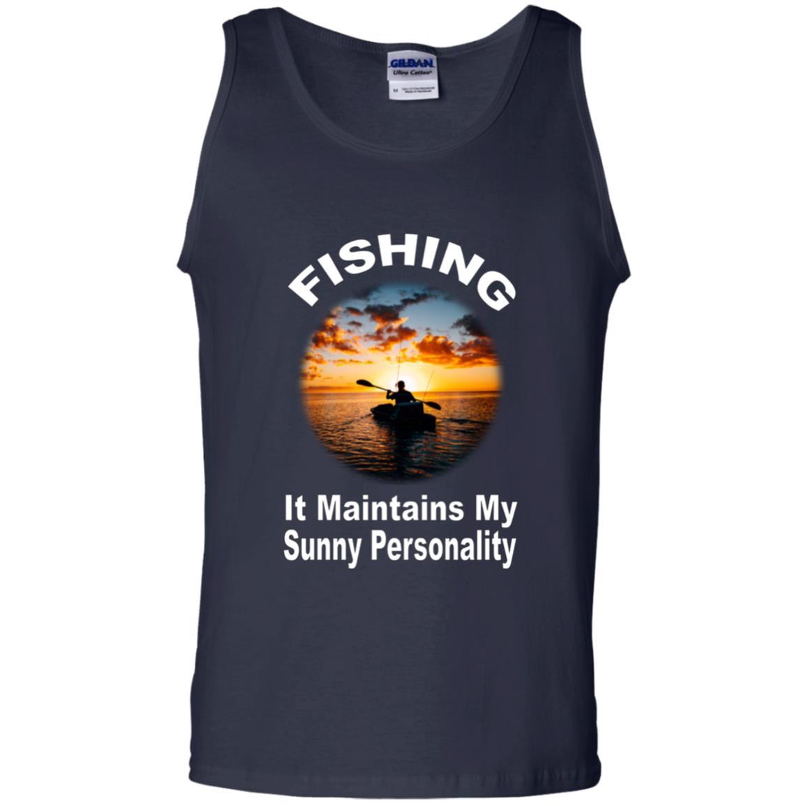 Fishing maintains my sunny personality tank top w navy