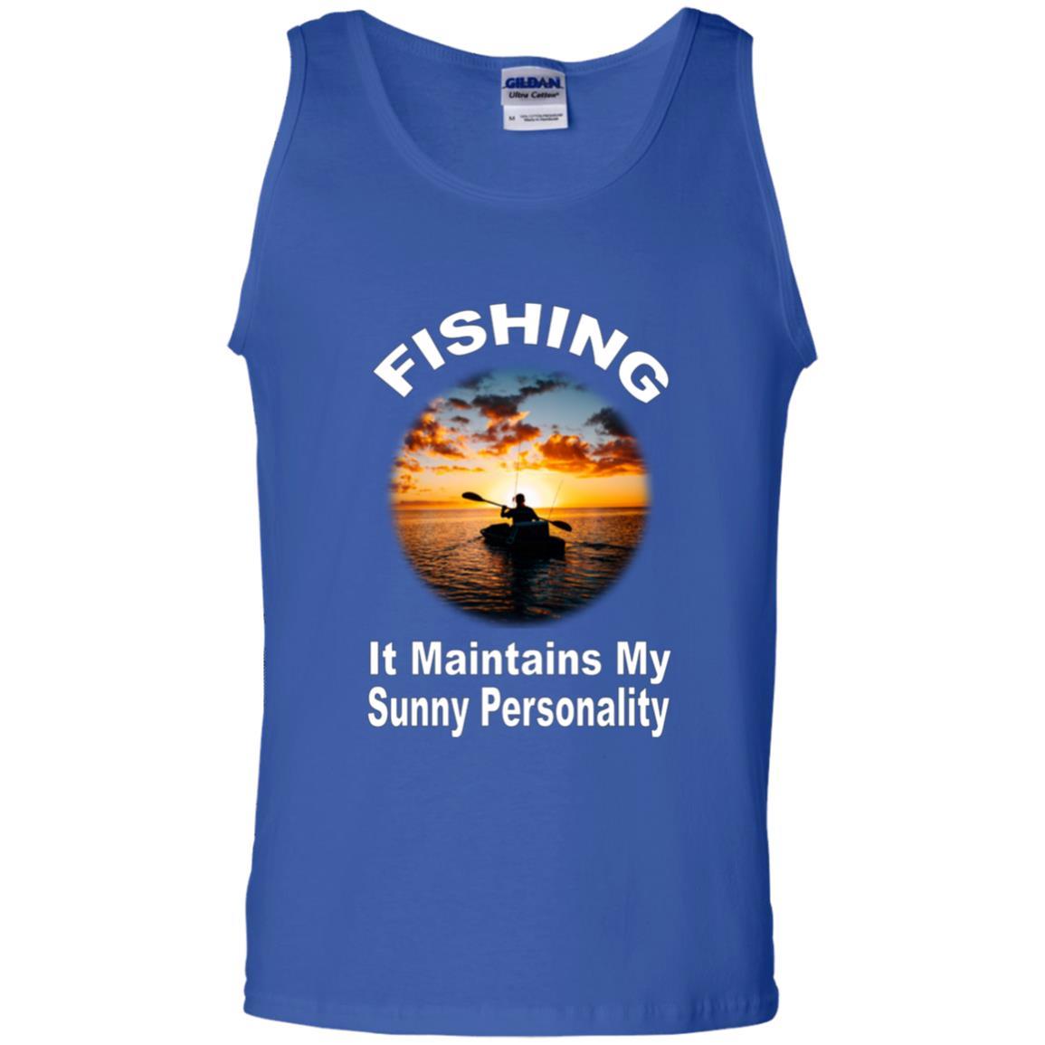 Fishing maintains my sunny personality tank top w royal
