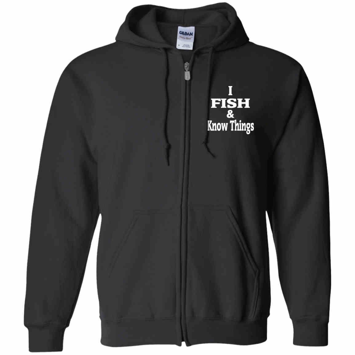I fish & know things zip up hoodie black