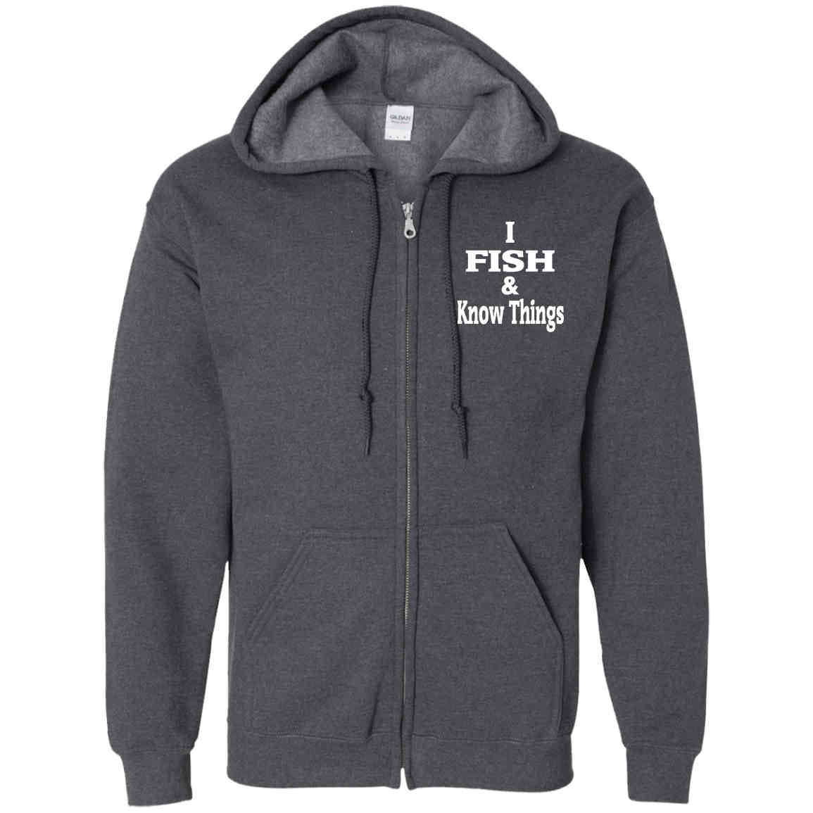 I fish & know things zip up hoodie dark-heather