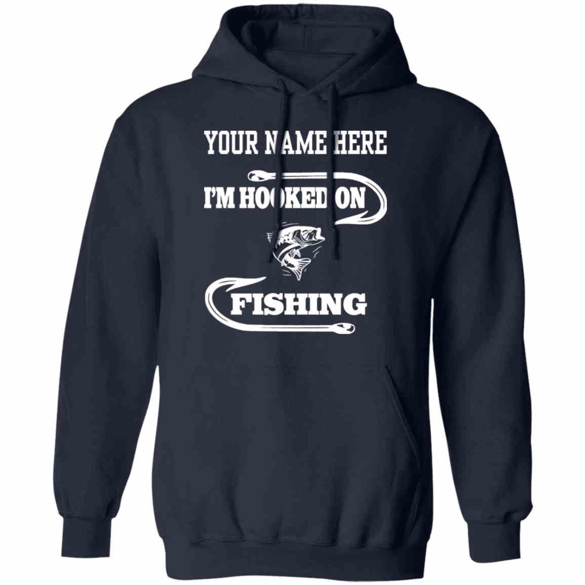 I'm hooked on fishing hoodie navy