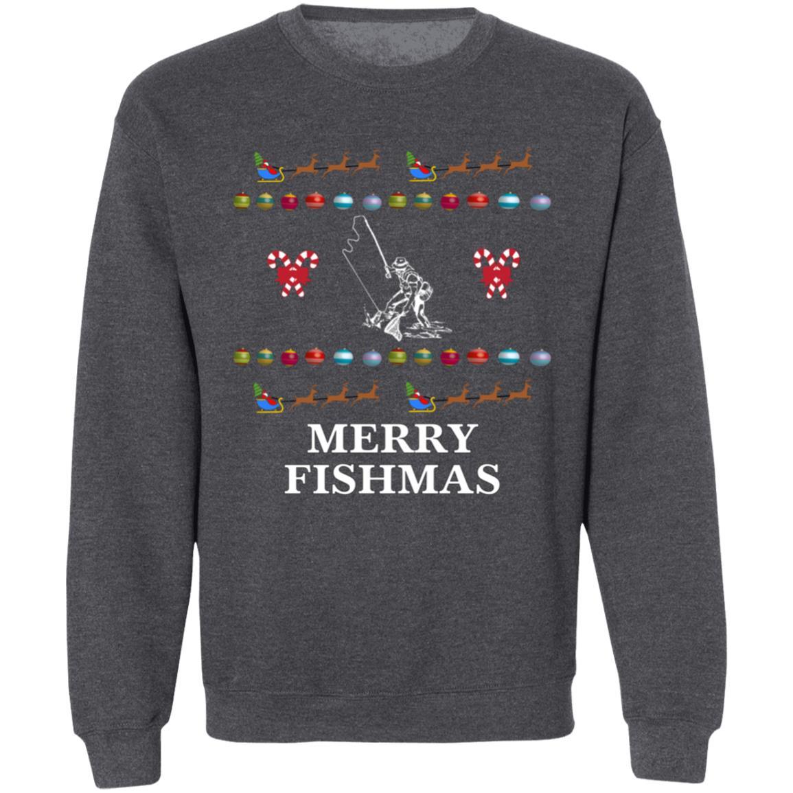Merry Fishmas sweatshirt dark-heather
