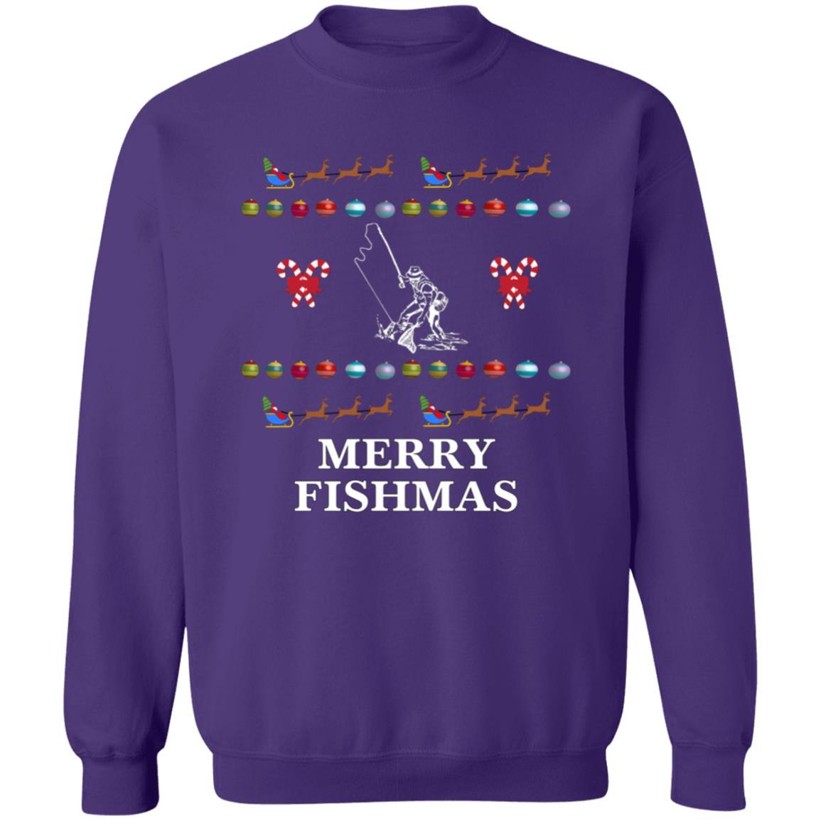 Merry Fishmas sweatshirt purple
