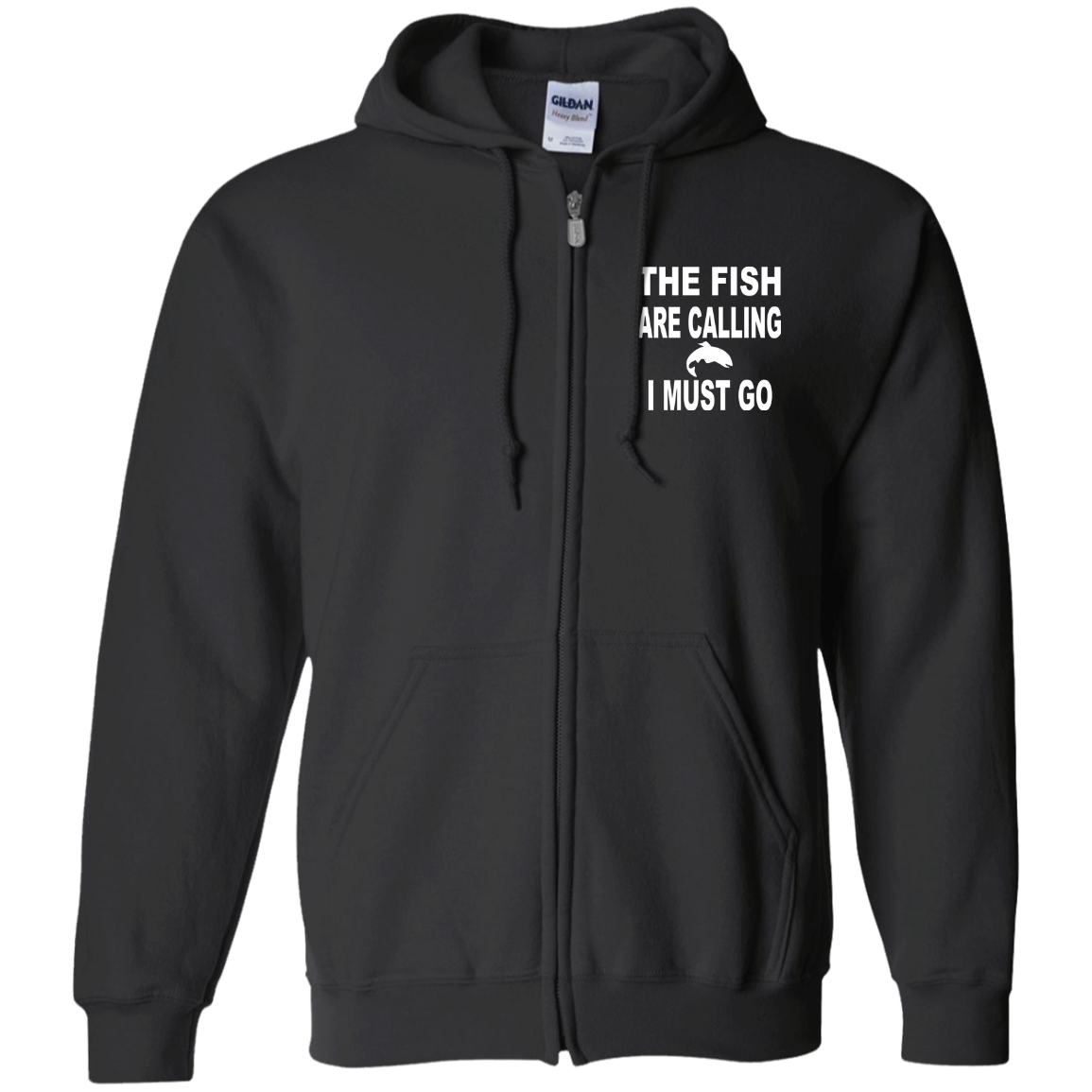 The fish are calling i must go zip up hoodie black w