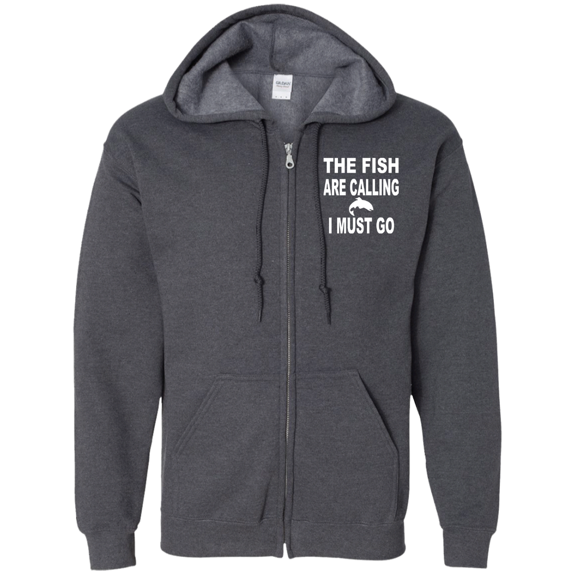 The fish are calling i must go zip up hoodie dark-heather w