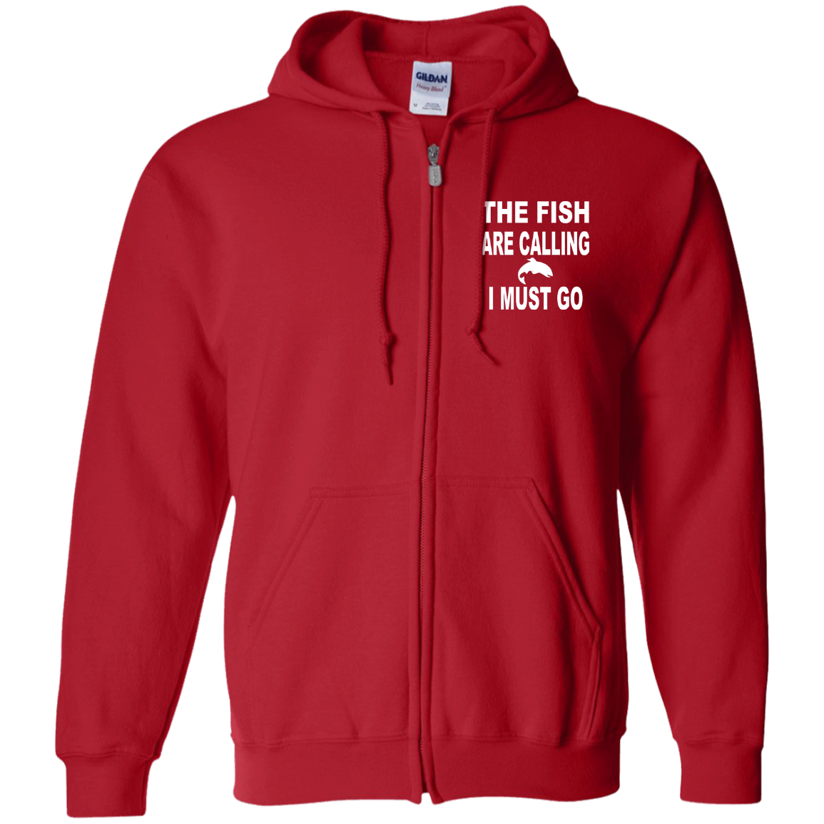 The fish are calling i must go zip up hoodie red w