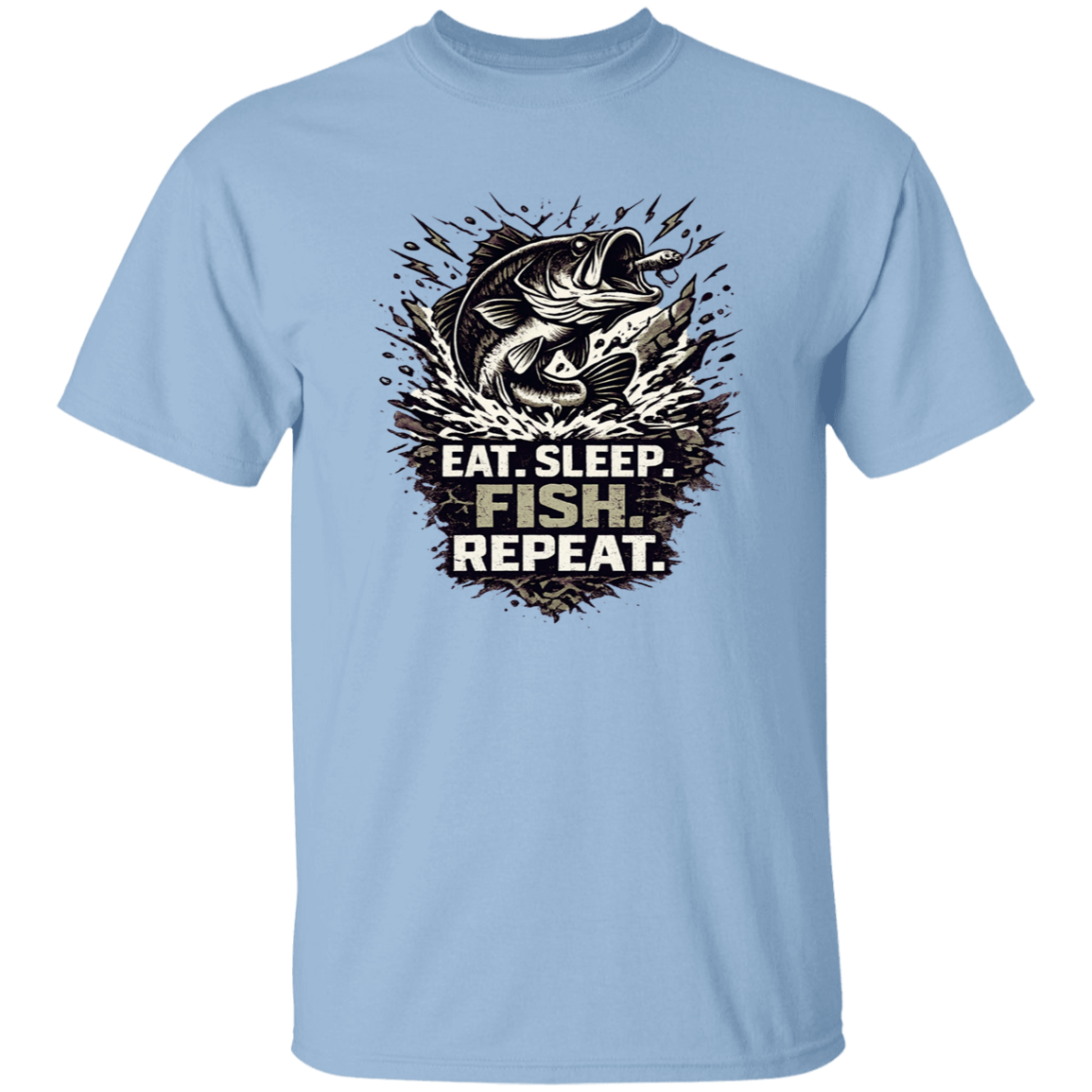 Eat Sleep Fish Repeat T-shirt Light-Blue