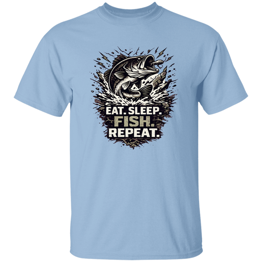 Eat Sleep Fish Repeat T-shirt Light-Blue