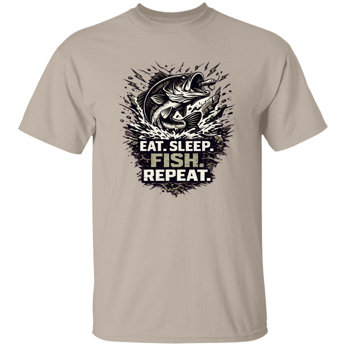 Eat Sleep Fish Repeat T-shirt Sand