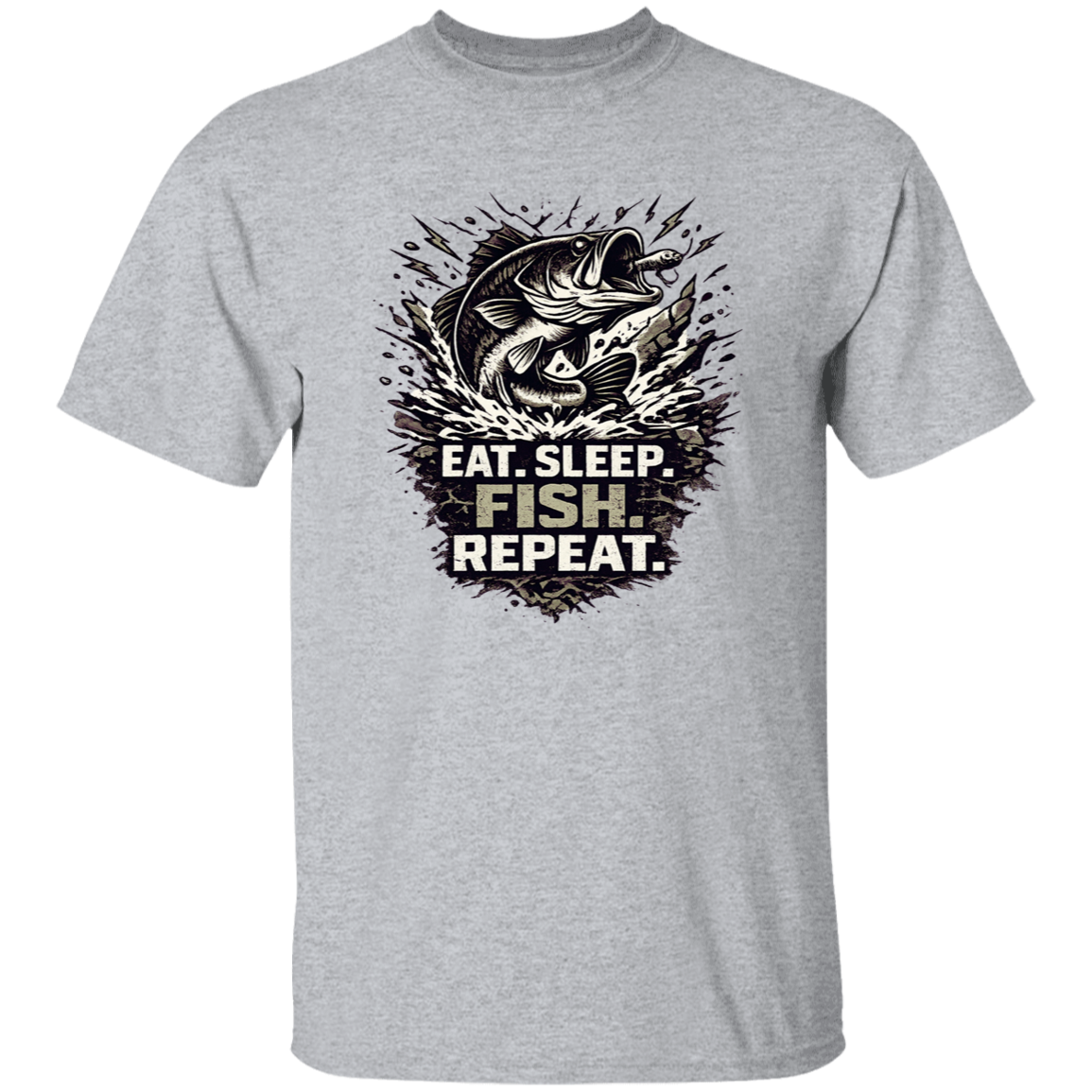 Eat Sleep Fish Repeat T-shirt Sport-Grey