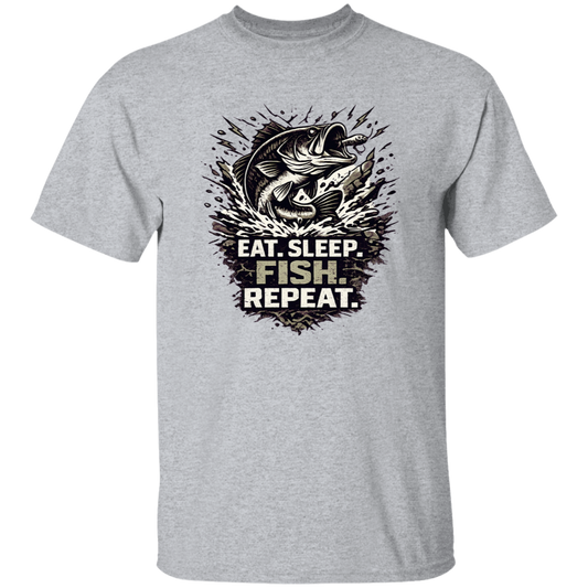 Eat Sleep Fish Repeat T-shirt Sport-Grey