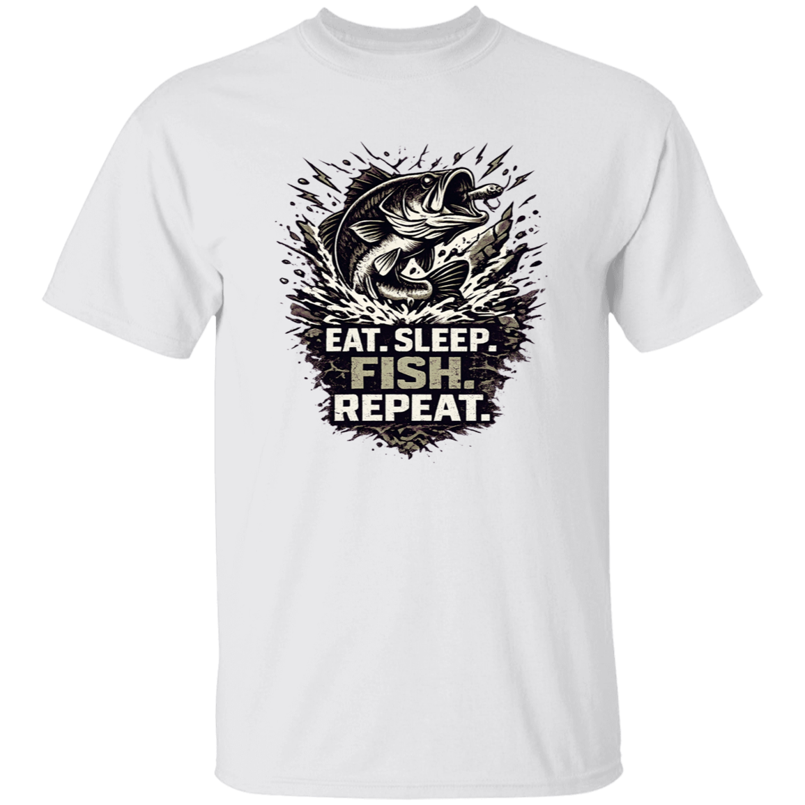 Eat Sleep Fish Repeat T-shirt White