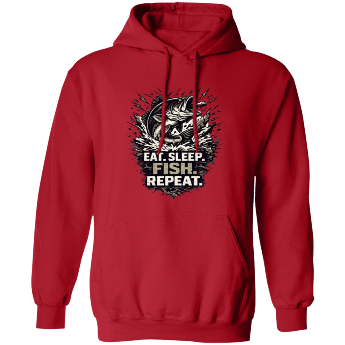 Eat Sleep Fish Repeat hoodie Red