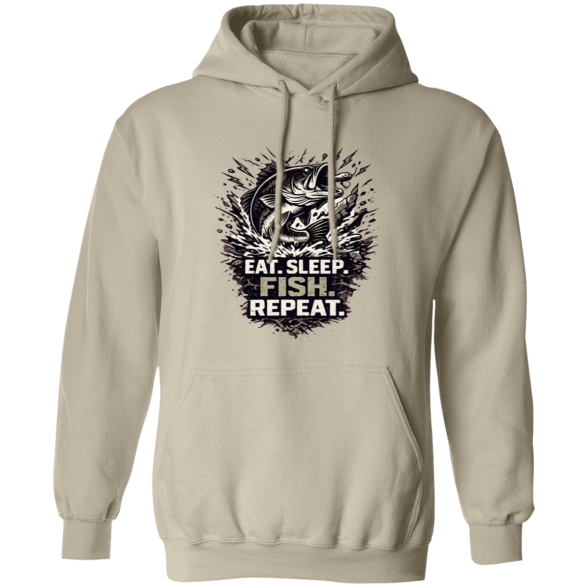 Eat Sleep Fish Repeat hoodie Sand