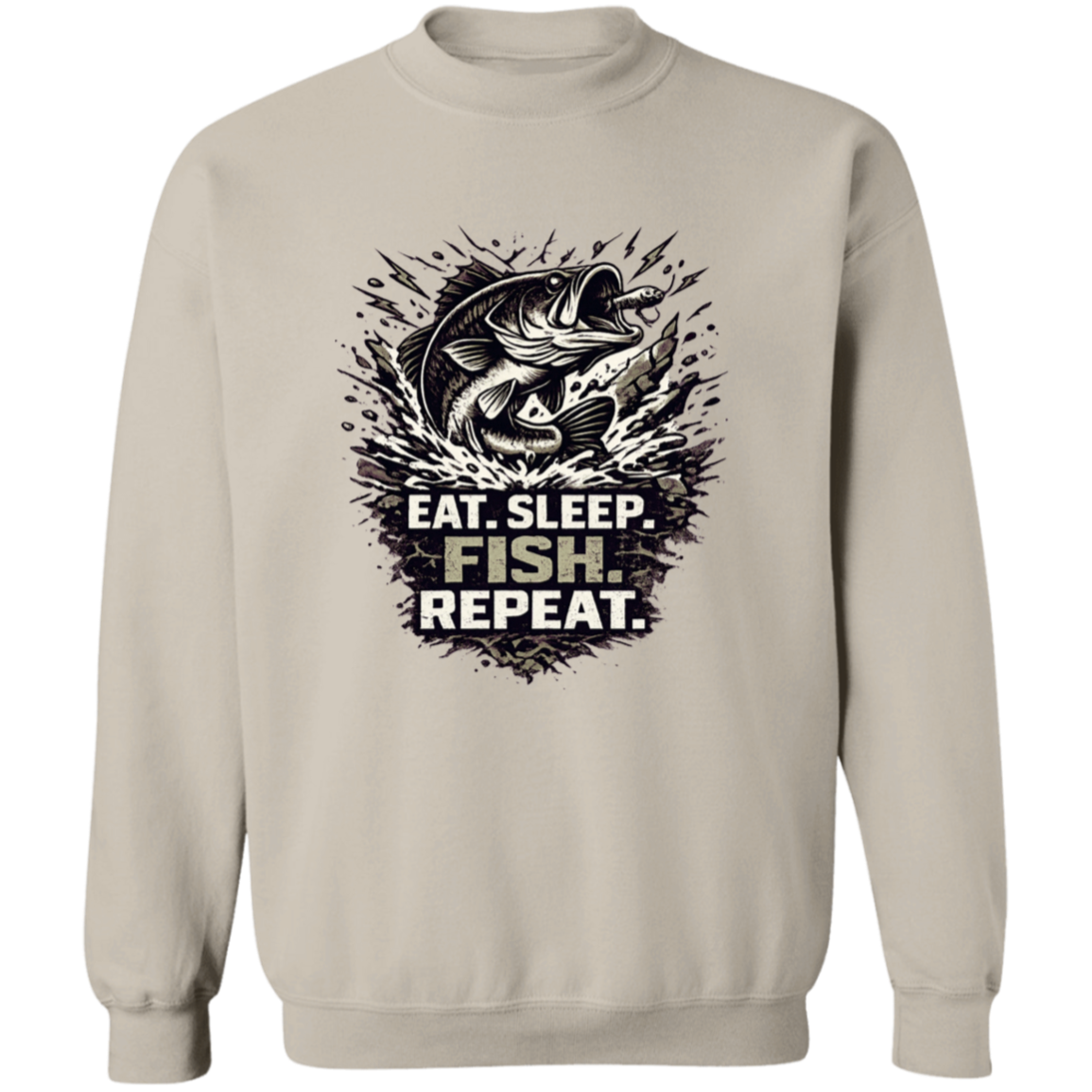 Eat Sleep Fish Repeat sweatshirt Sand