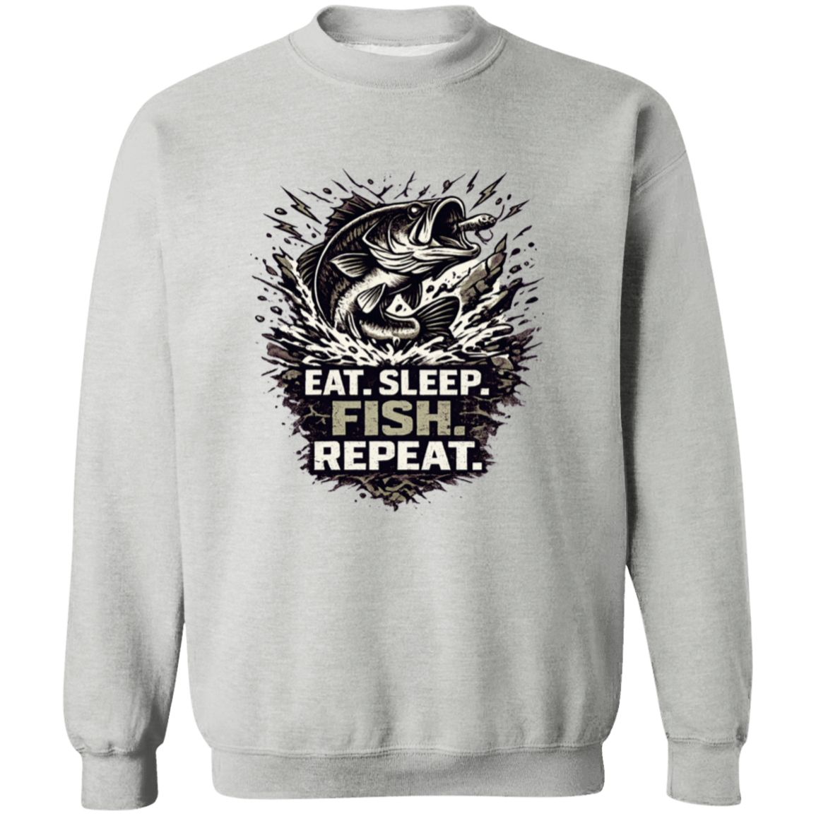 Eat Sleep Fish Repeat sweatshirt Sport-Grey