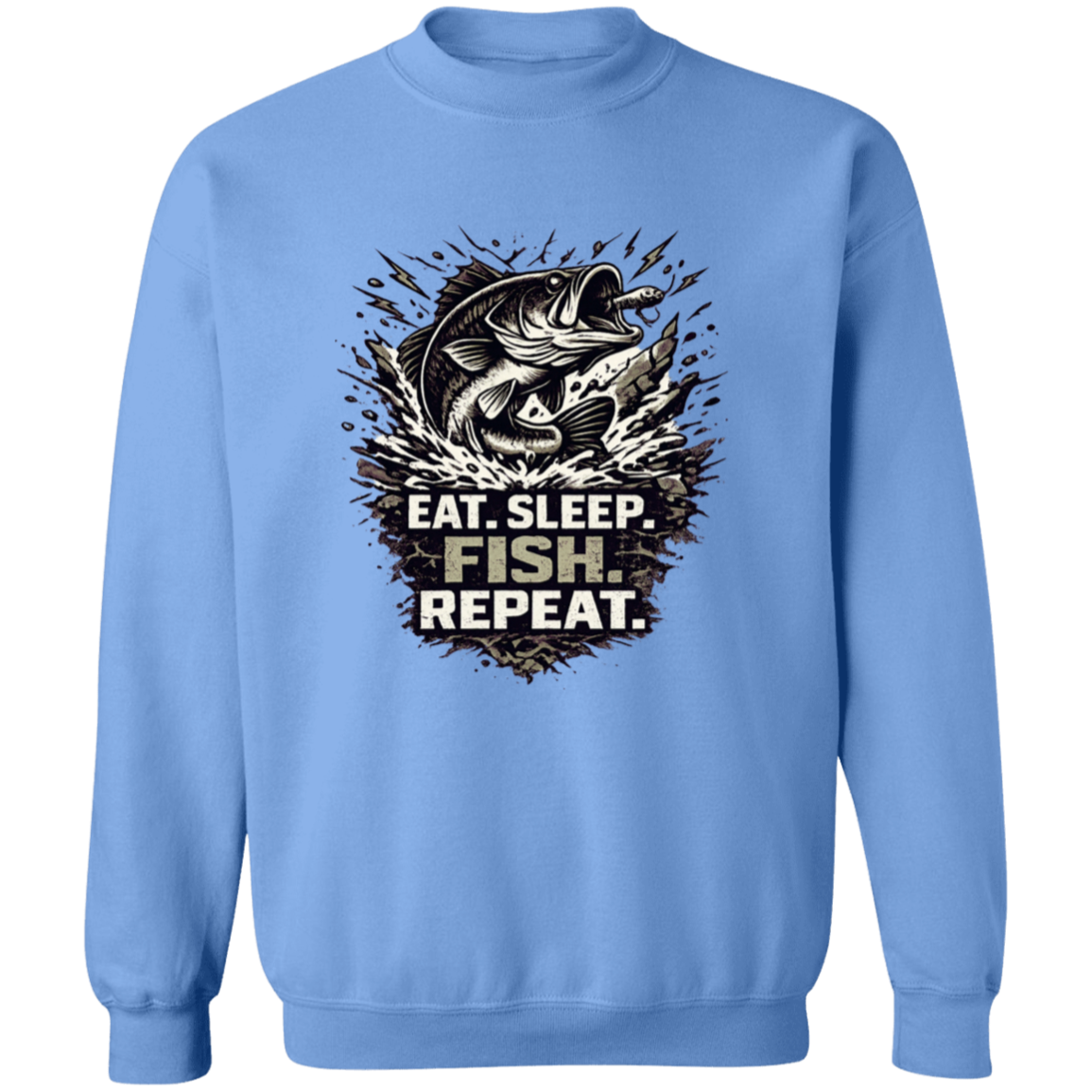 Eat Sleep Fish Repeat sweatshirt carolina-blue