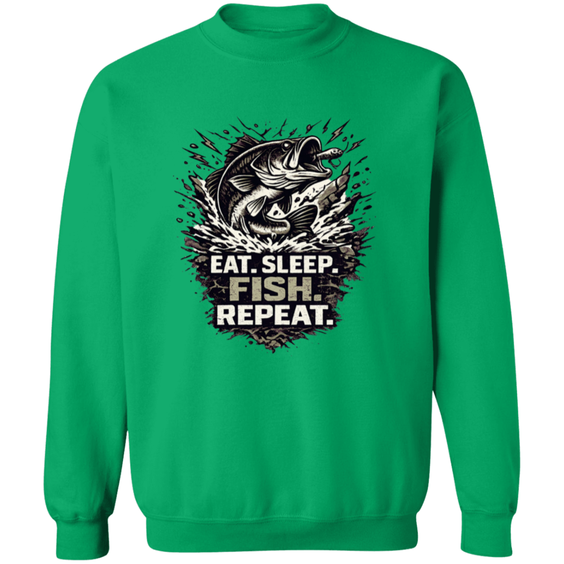 Eat Sleep Fish Repeat sweatshirt irish-green