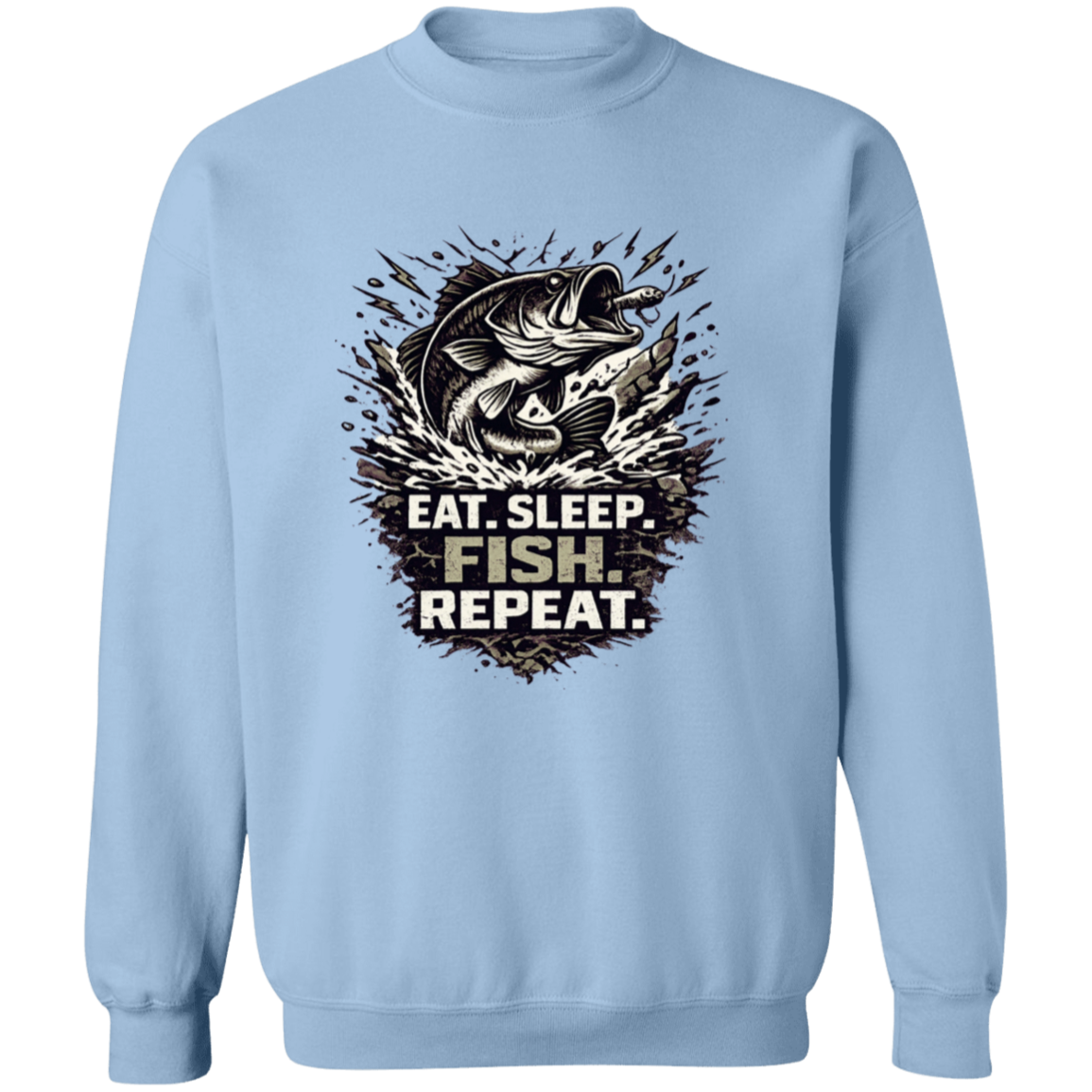 Eat Sleep Fish Repeat sweatshirt light-blue