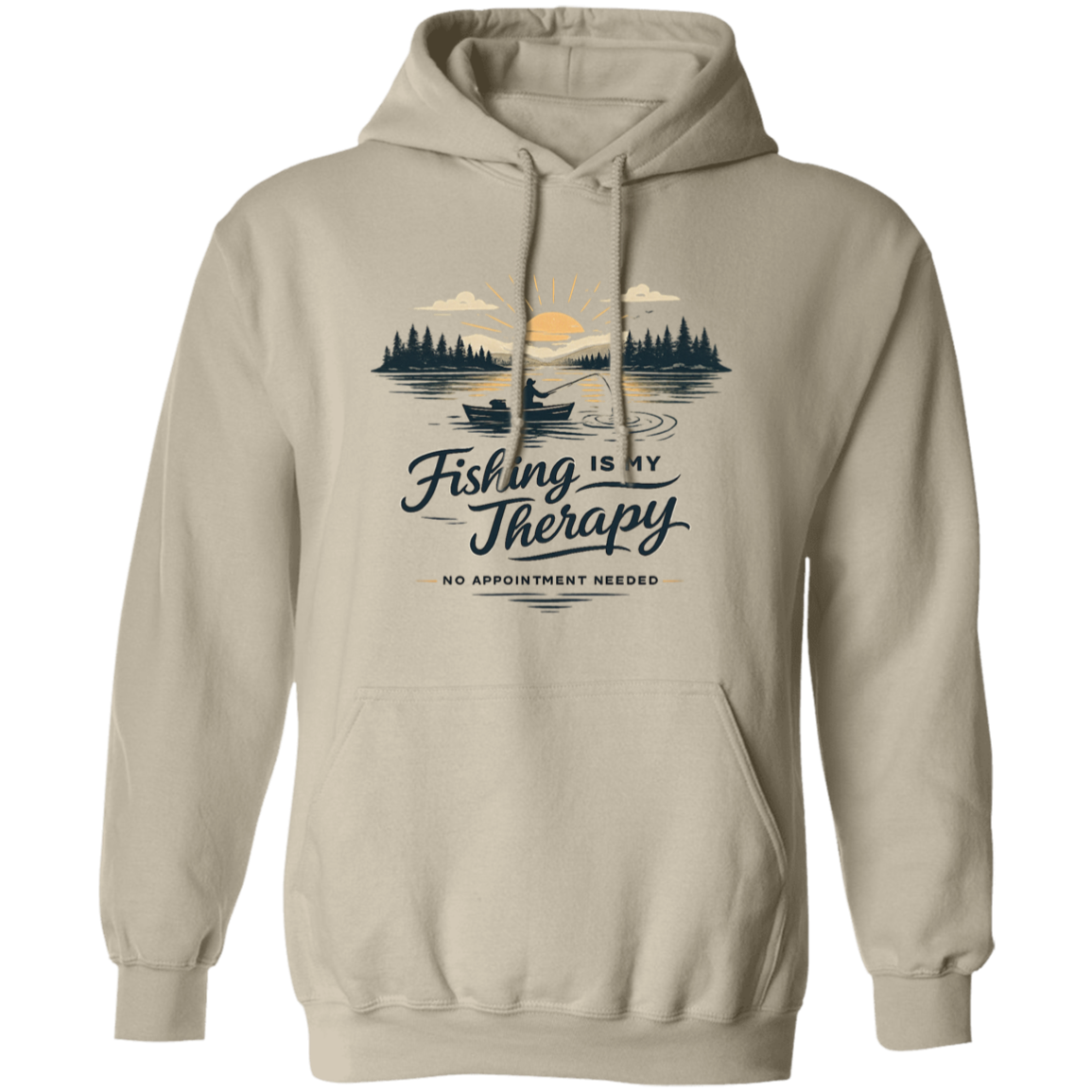 Fishing is my therapy Hoodie Sand