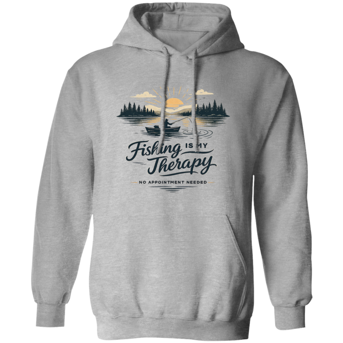 Fishing is my therapy Hoodie Sport-Grey