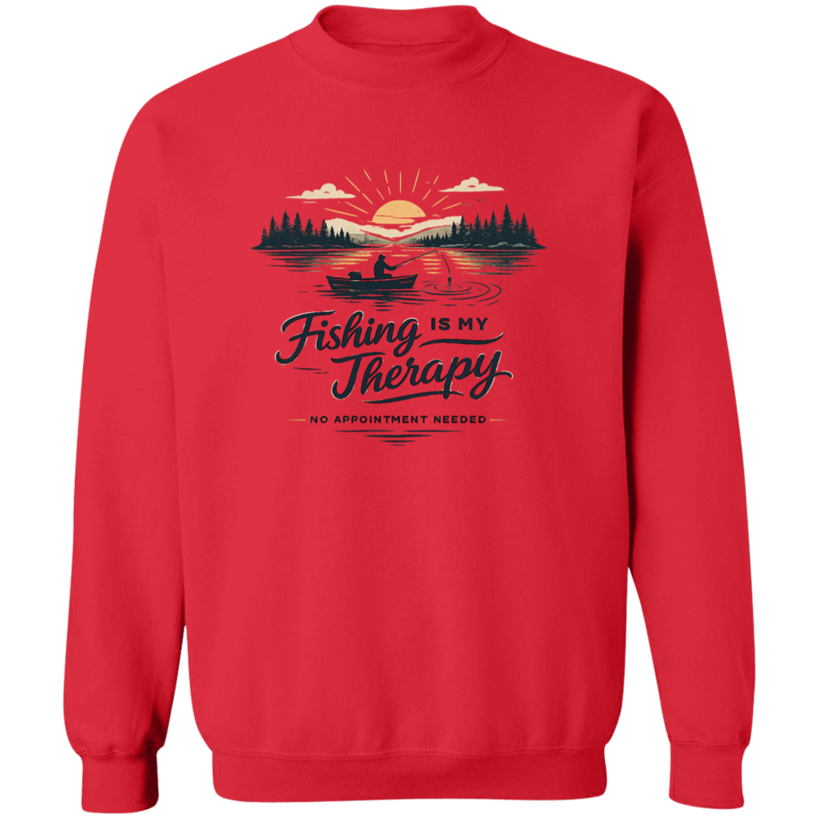 Fishing is my therapy Sweatshirt Red